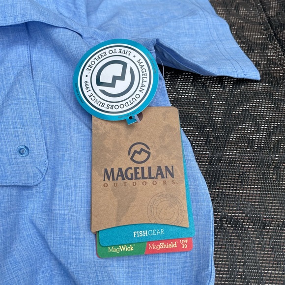 NWT - Magellan Outdoor Fishgear Blue Short Sleeve Button Shirt - Picture 5 of 5